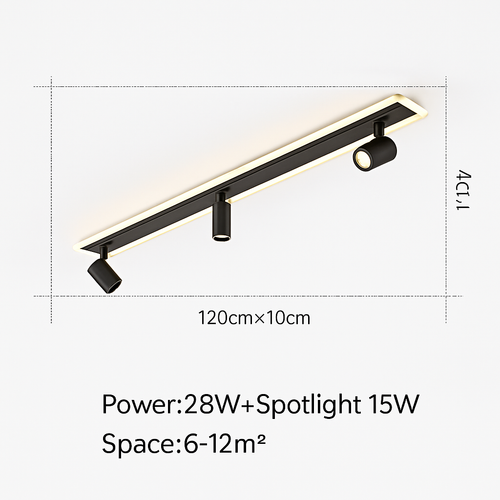 Plafonnier design moderne LED en métal noir avec plusieurs spots lumineux