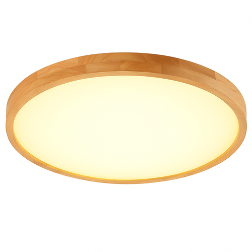 Plafonnier en bois à LED très fin en forme de rond
