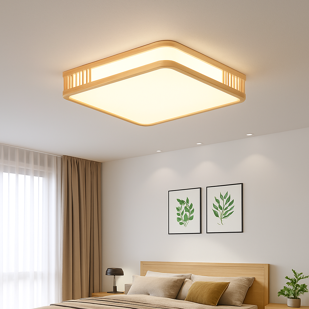 plafonnier en bois naturel à led pour décoration intérieure - vue 4 sur 14