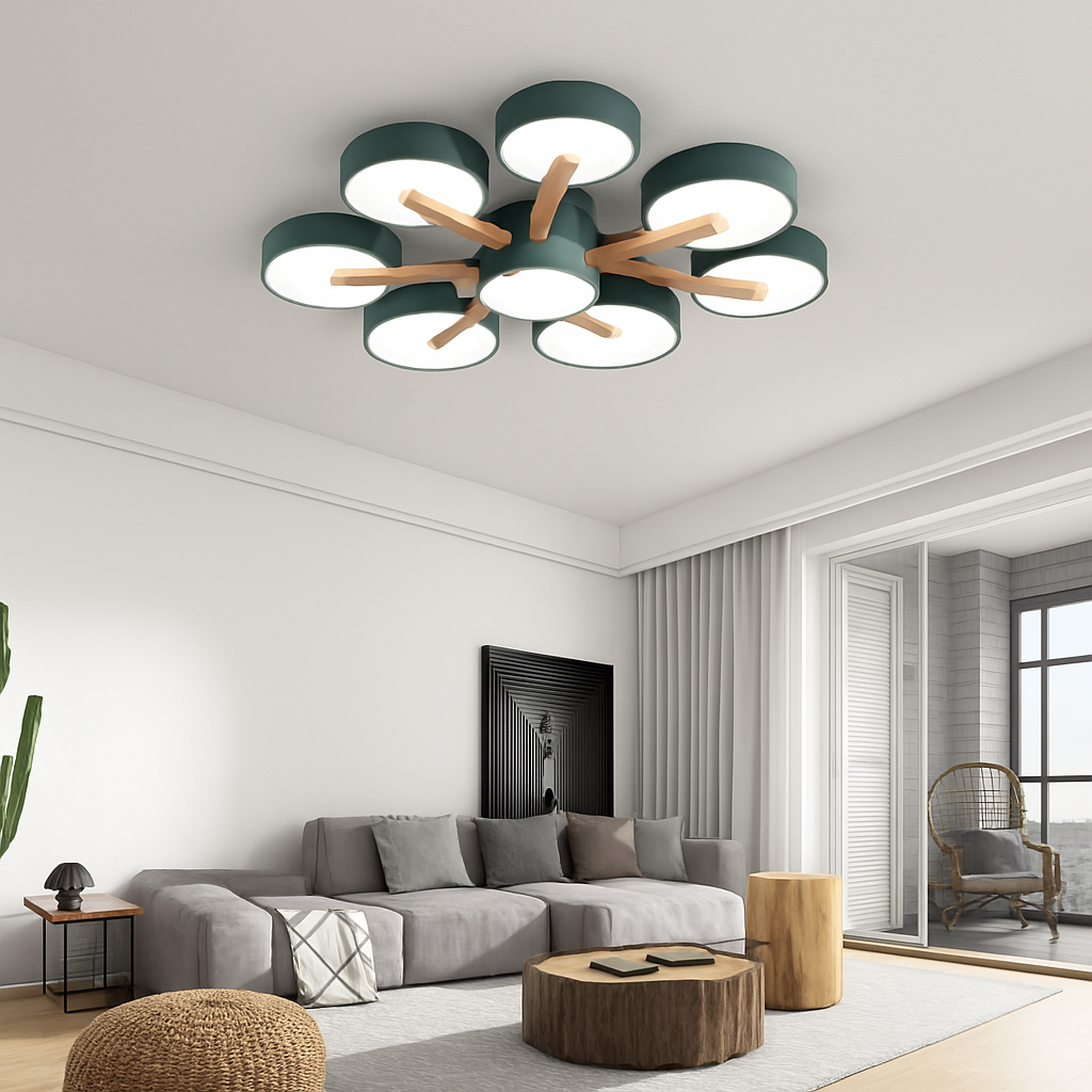 plafonnier en bois style moderne décoration intérieure lumineux design élégant - vue 3 sur 18
