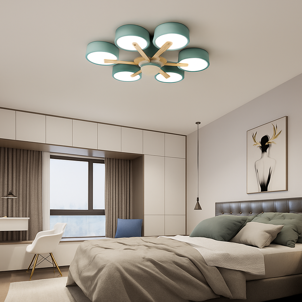 plafonnier en bois style moderne décoration intérieure lumineux design élégant - vue 4 sur 18