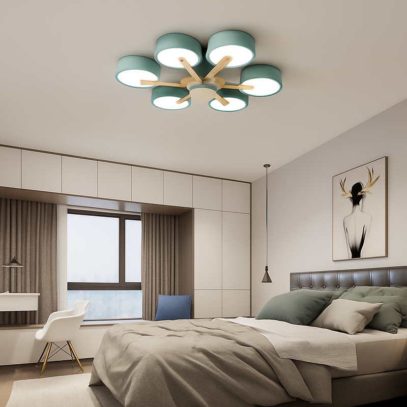 plafonnier en bois style moderne décoration intérieure lumineux design élégant