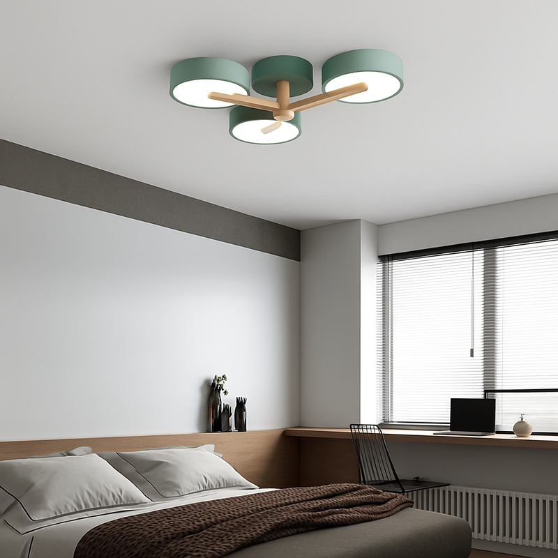 plafonnier en bois style moderne décoration intérieure lumineux design élégant