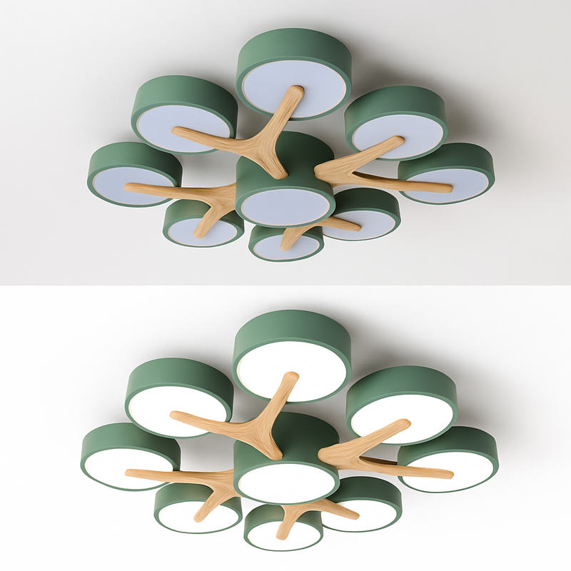 plafonnier en bois style moderne décoration intérieure lumineux design élégant