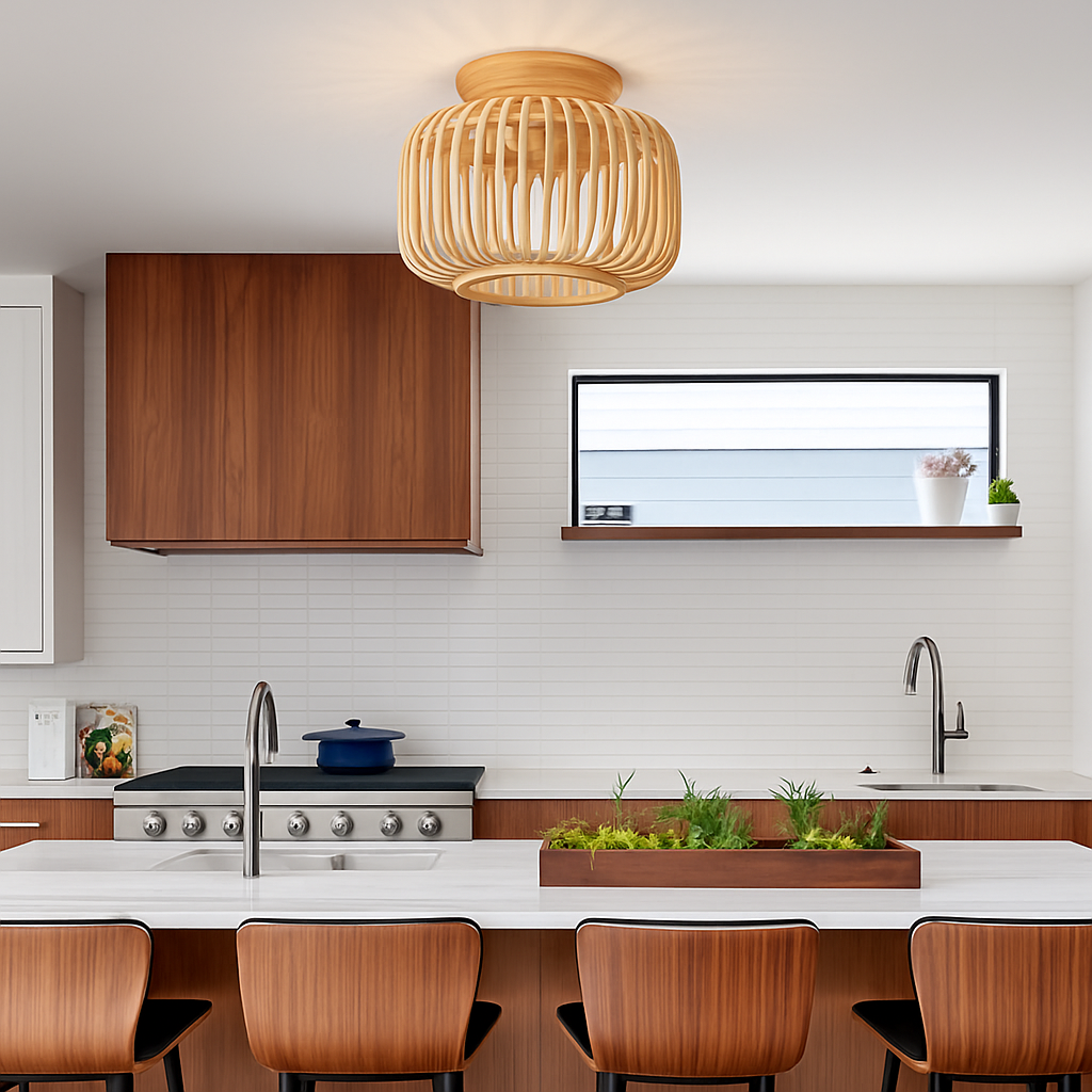 plafonnier en rotin et osier pour une décoration naturelle - vue 4 sur 8