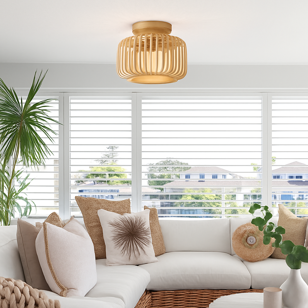 plafonnier en rotin et osier pour une décoration naturelle - vue 6 sur 8