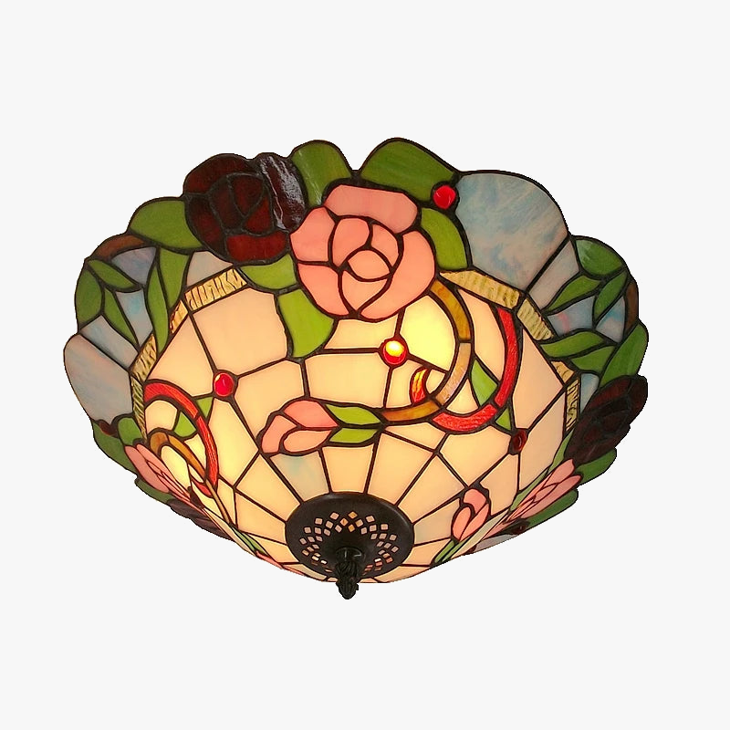 Plafonnier en verre tiffany style pastoral éclairage décoratif moderne