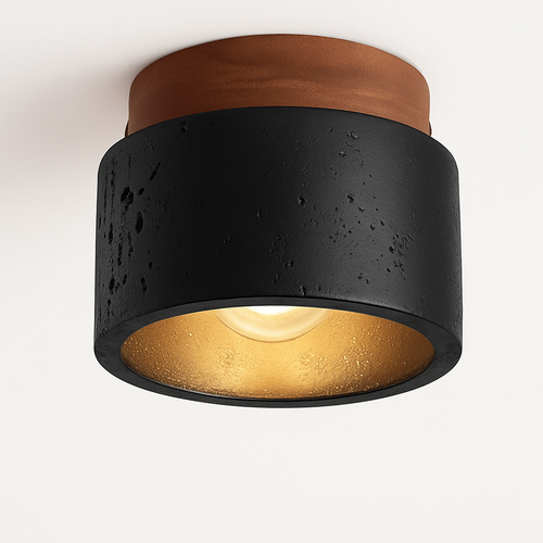 plafonnier japonais wabi-sabi en pierre pour extérieur et intérieur