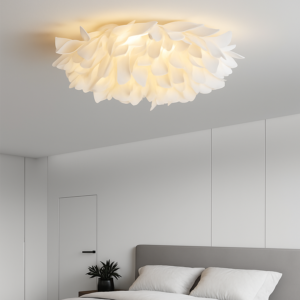 Plafonnier LED chic nordique fleurs blanches - vue 7 sur 6