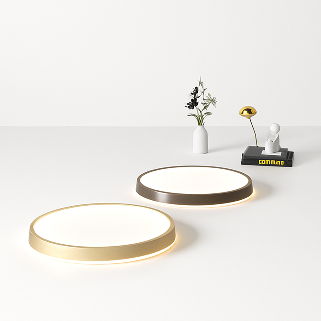 plafonnier led circulaire grain de bois design moderne éclairage minimaliste - vue 5 sur 14