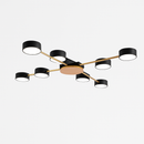 Plafonnier LED design en métal et bois avec plusieurs lampes rondes Aibiou
