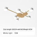 Plafonnier LED design en métal et bois avec plusieurs lampes rondes Aibiou