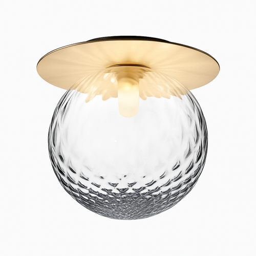 Plafonnier LED design rond doré avec boule en verre Porch