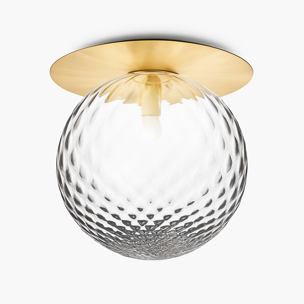 Plafonnier LED design rond doré avec boule en verre Porch - vue 5 sur 5