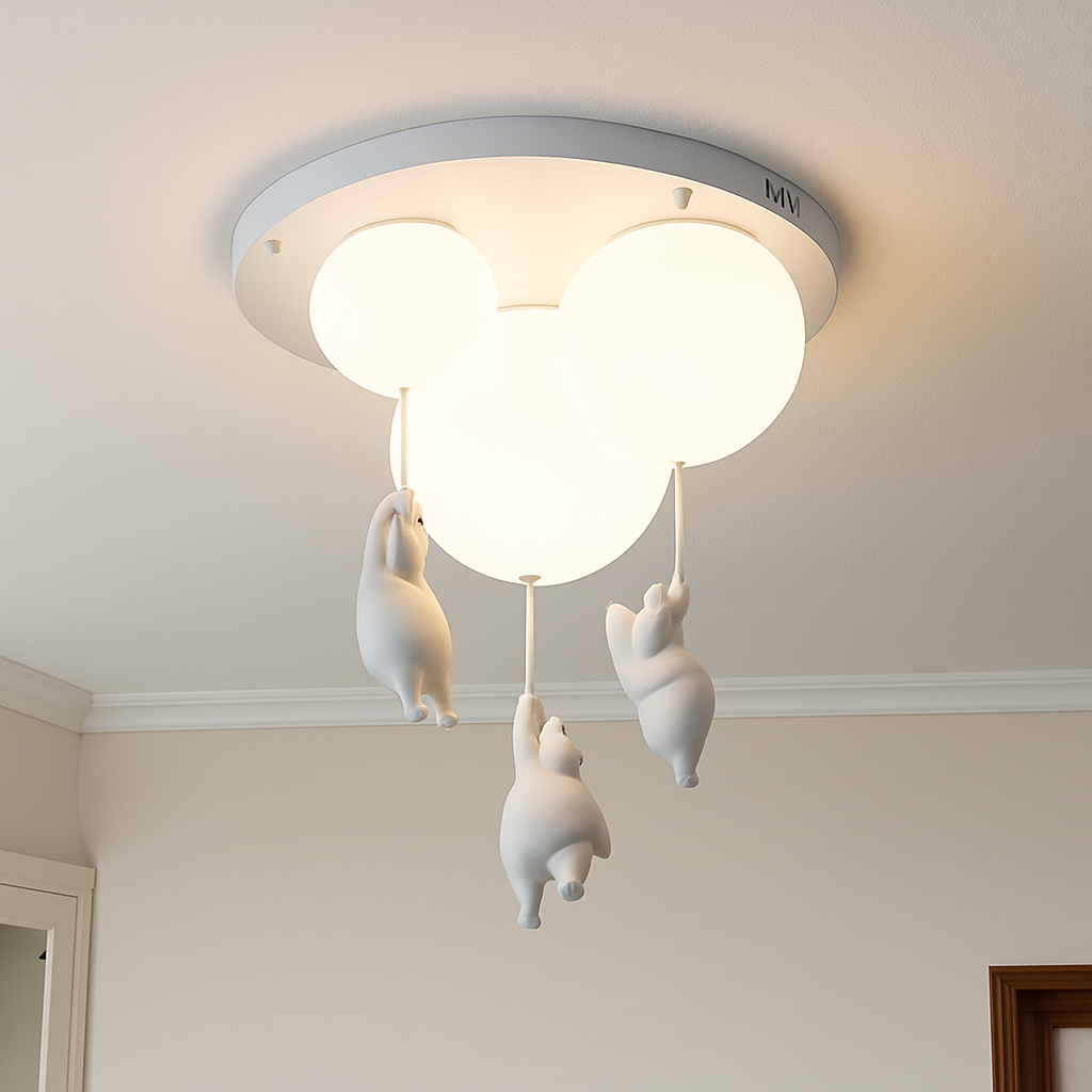 plafonnier led dessin animé belle ours pour enfants - vue 5 sur 26