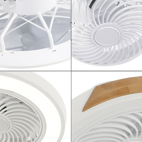 LED-Deckenleuchte aus Holz mit Ventilator und Fernbedienung modernes Design - vue 5 sur 12