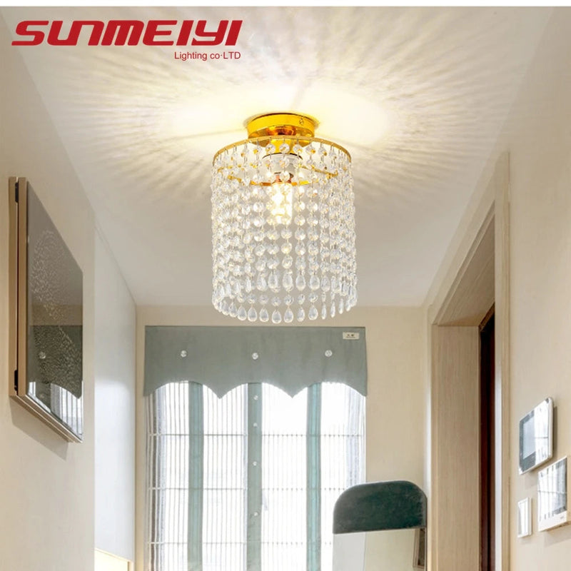 plafonnier led en cristal doré pour décoration intérieure