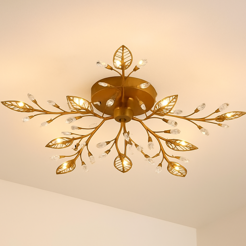 Plafonnier LED en cristal en forme de fleurs et feuilles - vue 4 sur 7