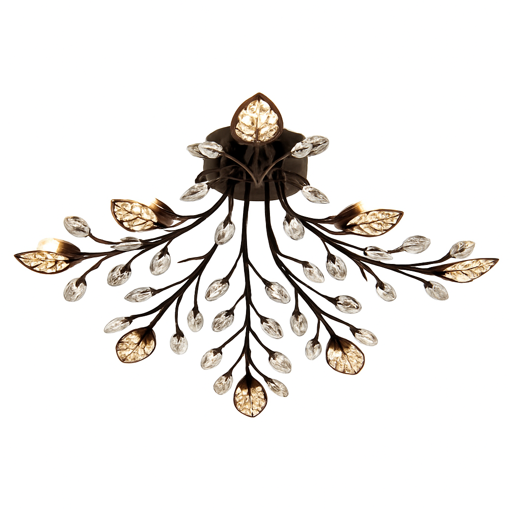 Plafonnier LED en cristal en forme de fleurs et feuilles - vue 8 sur 7