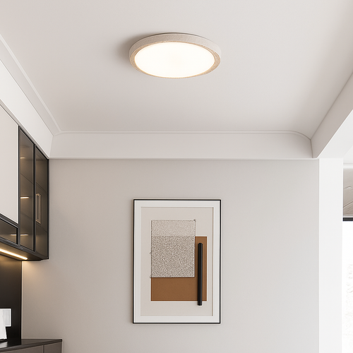 LED-Deckenleuchte aus gelbem Travertin - vue 3 sur 6