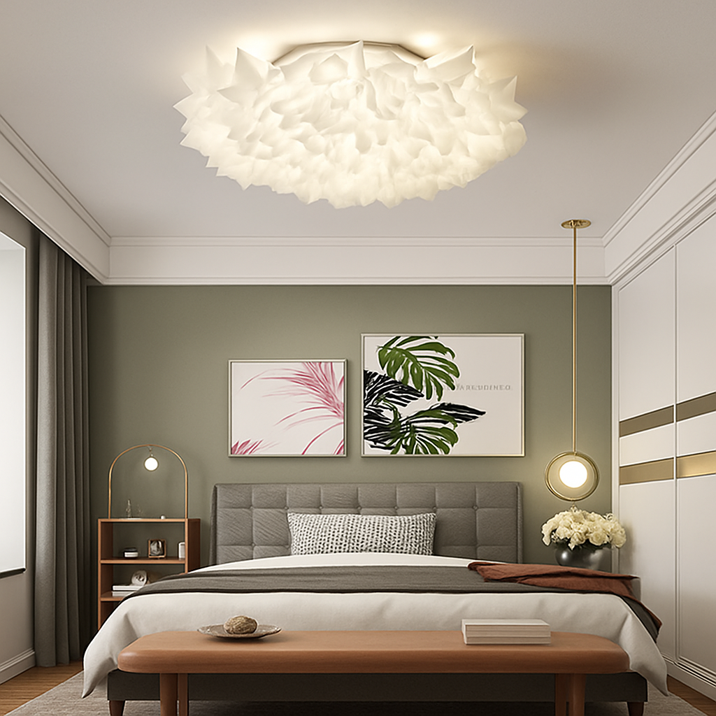 plafonnier led fleur romantique avec télécommande gradation pvc - vue 4 sur 14