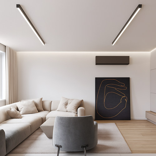 Minimalistische LED-Deckenleuchte aus Aluminium, verstellbar - vue 3 sur 15