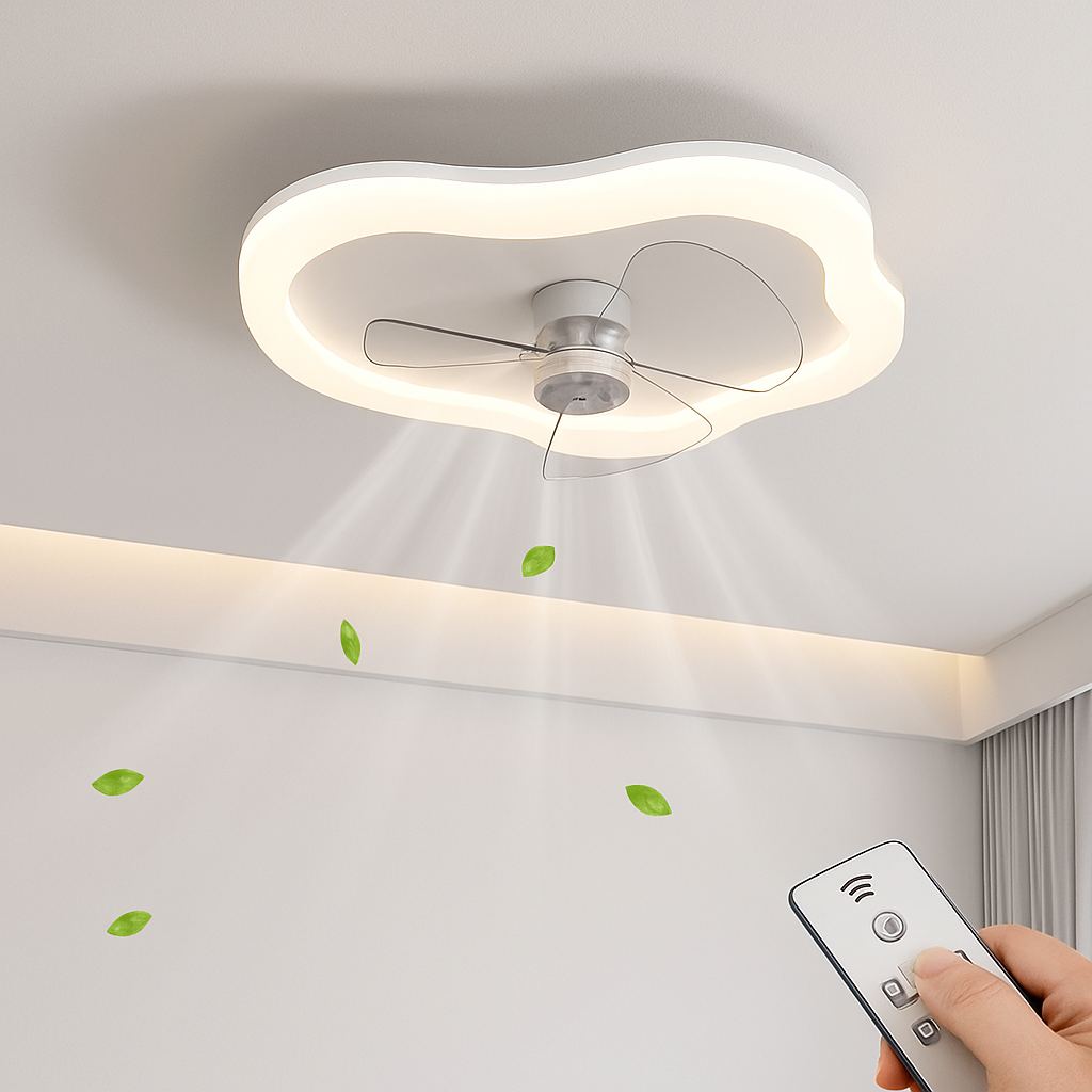 Moderner LED-Deckenventilator mit Fernbedienung und dimmbarer Helligkeit - vue 3 sur 11