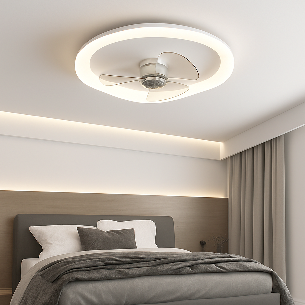 Moderner LED-Deckenventilator mit Fernbedienung und dimmbarer Helligkeit - vue 4 sur 11