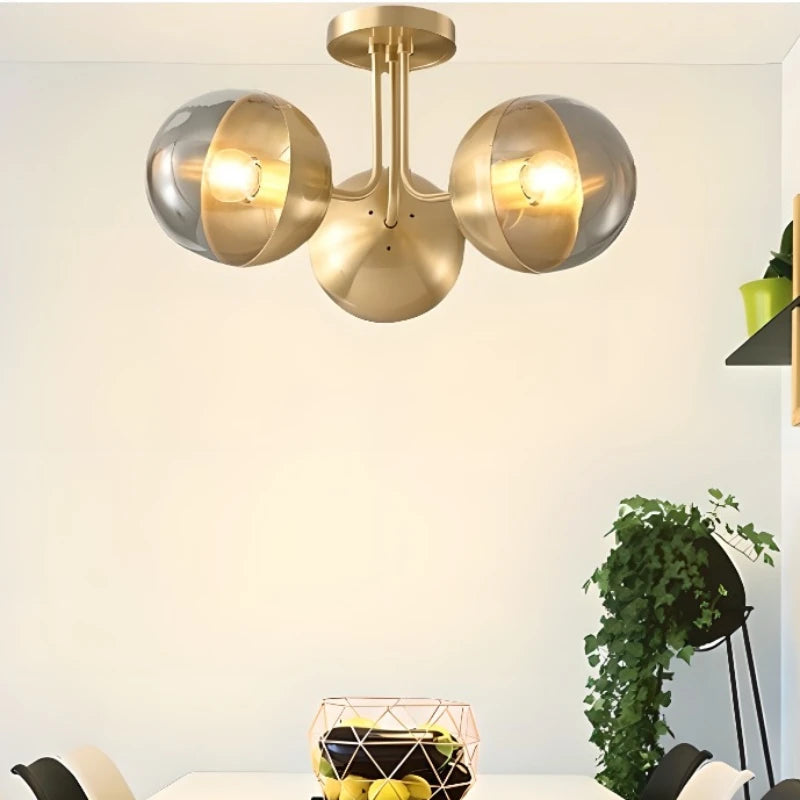 Plafonnier à led moderne luxe décor nordique rétro cuivre or