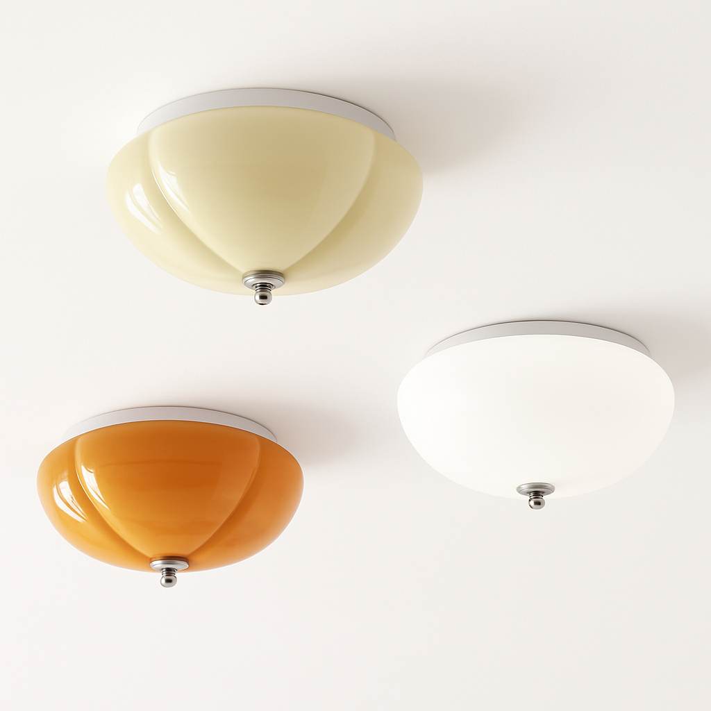 plafonnier led rétro minimaliste en verre de citrouille luminaire décoratif d'intérieur