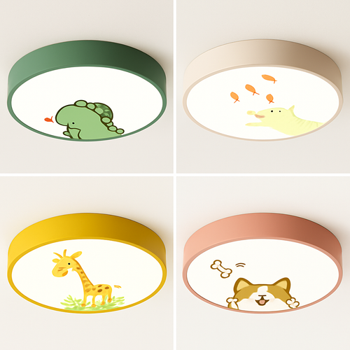 Plafonnier LED rond coloré pour chambre d'enfant