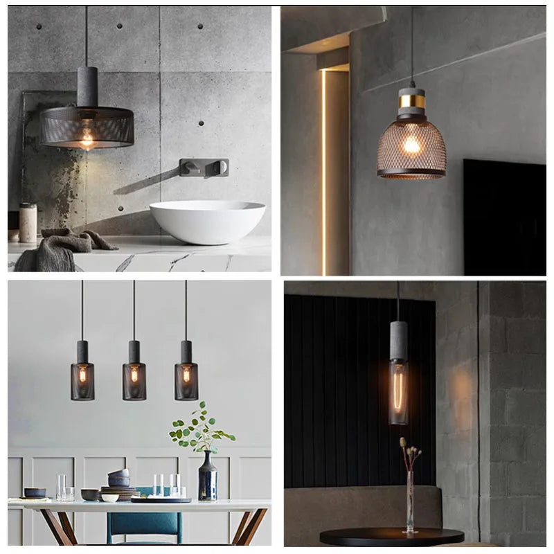 Plafonnier LED suspendu en ciment au design industriel moderne