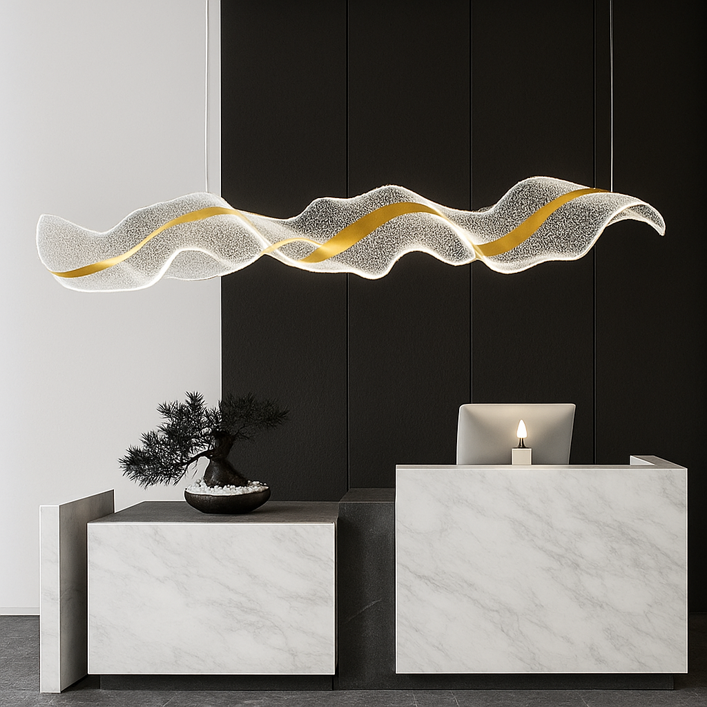 plafonnier led suspendu style art déco en fil acrylique réglable - vue 5 sur 8