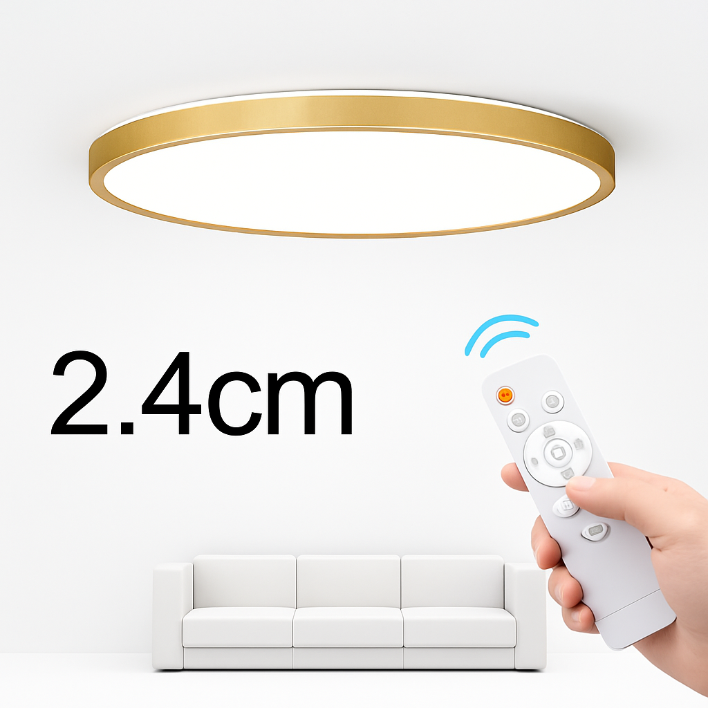 Plafonnier Led télécommandé moderne Grain de bois doré 24W 32W chambre salon cuisine salle de bains RC plafonnier à intensité variable - vue 2 sur 14