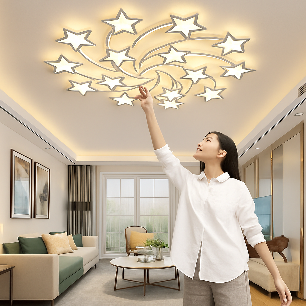 plafonnier led étoile acrylique design moderne luminaire décoratif intérieur - vue 7 sur 11