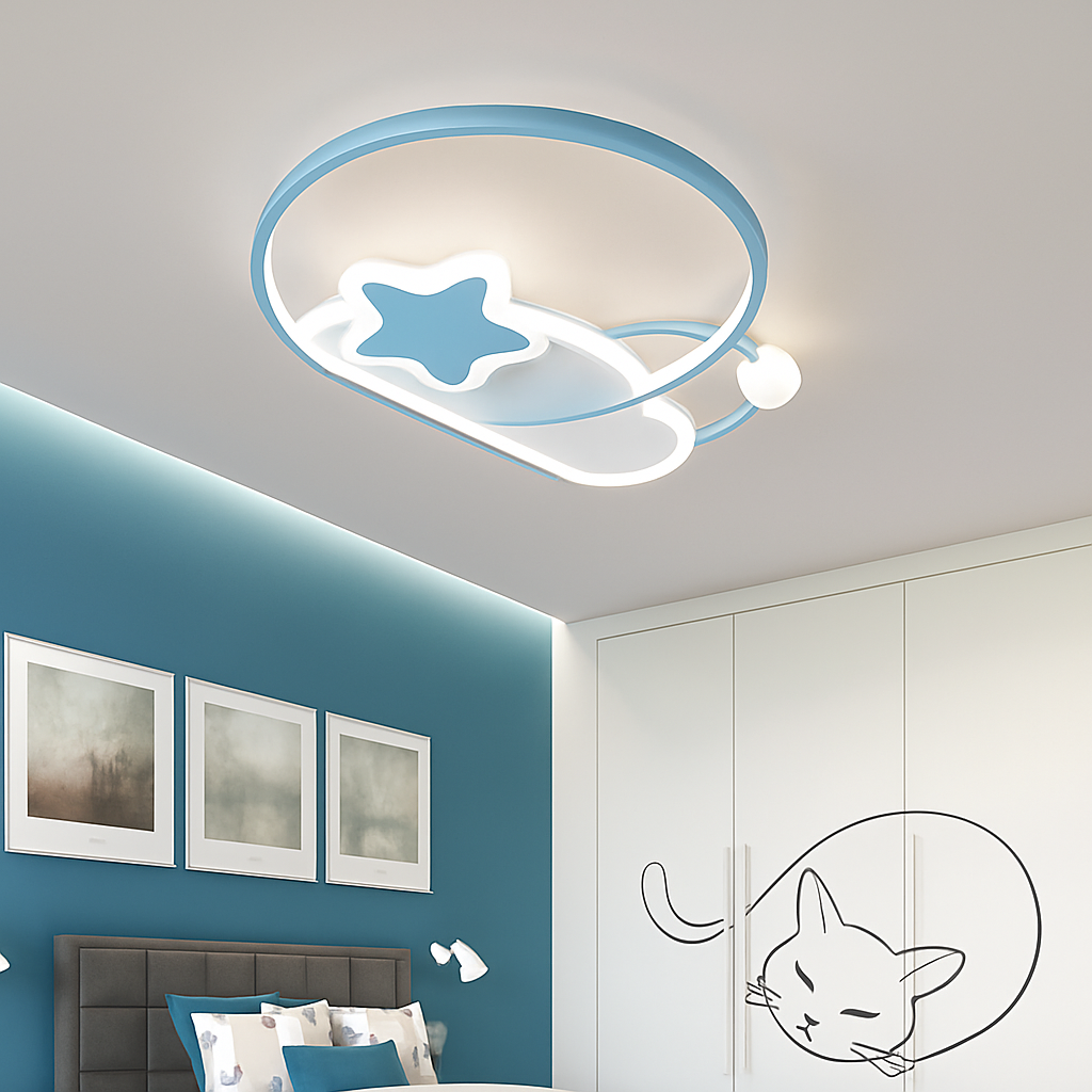 plafonnier led étoile lumineux décoratif chambre enfant dessin animé - vue 5 sur 18