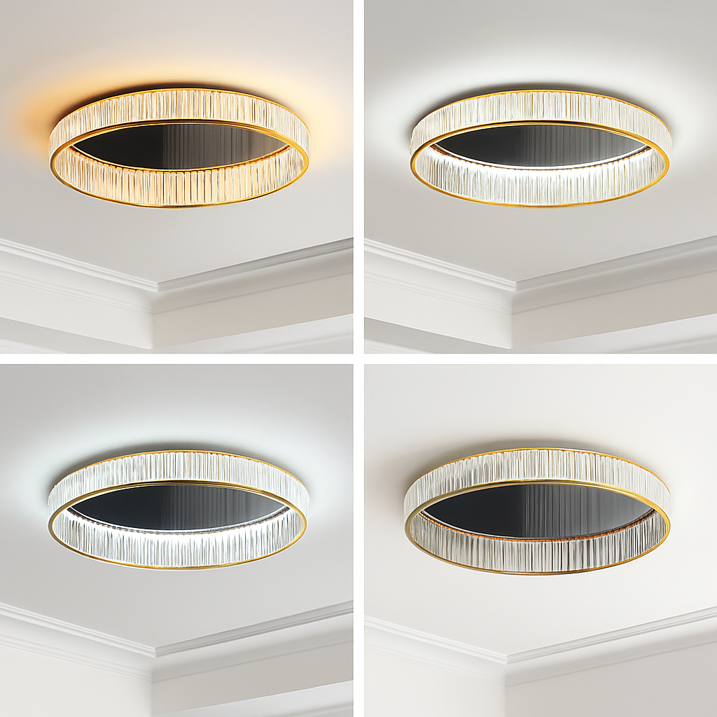 Plafonnier luxe moderne LED dorée rond - vue 3 sur 13