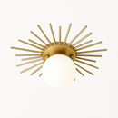 Plafonnier moderne avec boule en verre et métal doré Joha