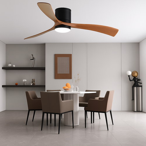Moderner Deckenventilator mit Fernbedienung und integrierter LED-Beleuchtung - vue 3 sur 12