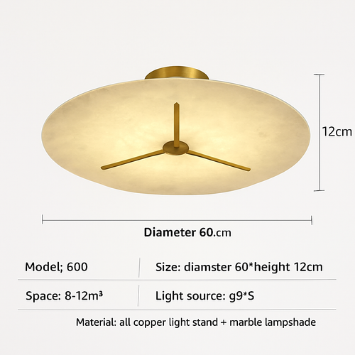 plafonnier moderne en marbre et cuivre pour intérieur élégant