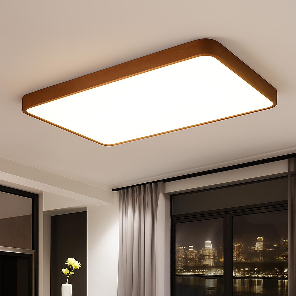 Plafonnier moderne LED bois massif - vue 4 sur 16