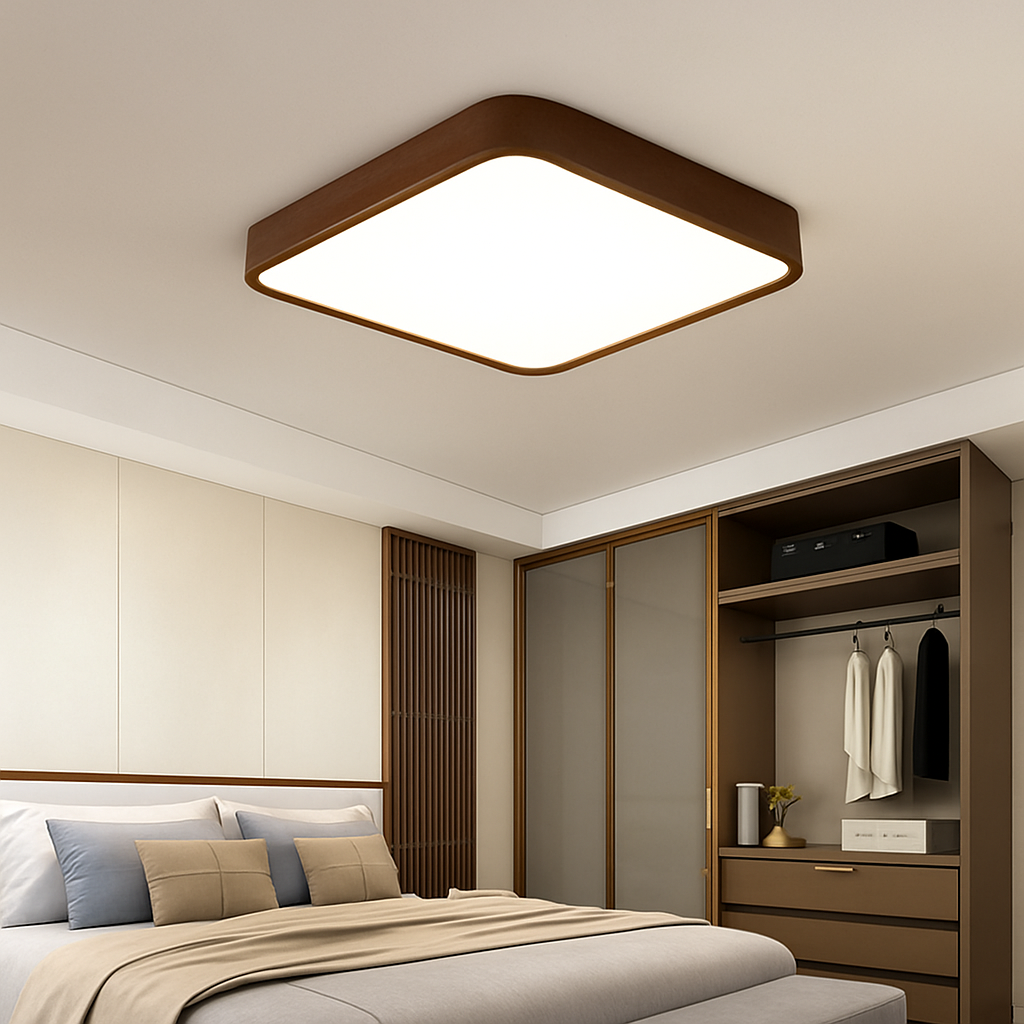Plafonnier moderne LED bois massif - vue 5 sur 16