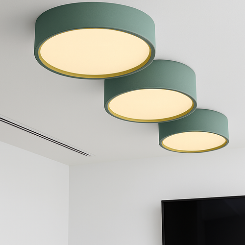 Moderne LED-Deckenleuchte Beryl aus farbigem Metall in runder Form - vue 3 sur 5