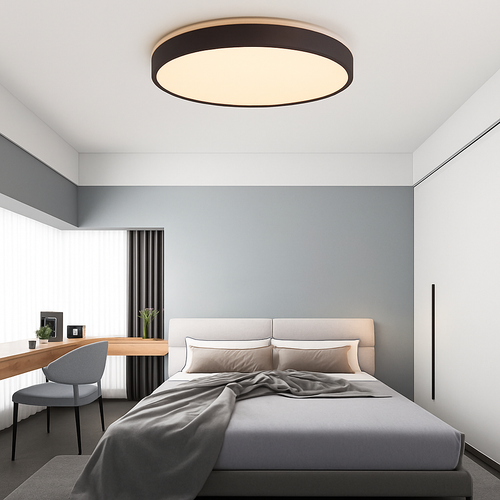Plafonnier moderne LED métallique circulaire et fin Glenn