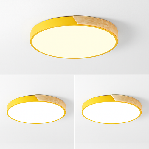 Plafonnier moderne rond métallique et coloré Leonidas