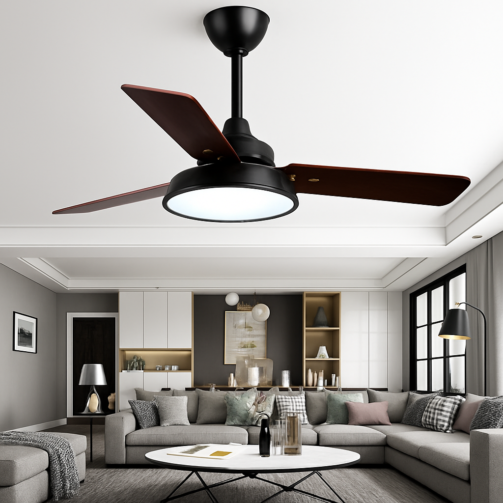 Moderner Deckenventilator mit Fernbedienung und integrierter LED-Beleuchtung