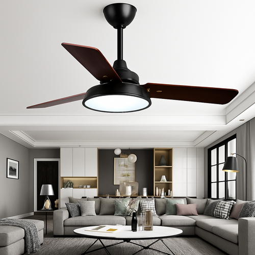 Moderner Deckenventilator mit Fernbedienung und integrierter LED-Beleuchtung - vue 2 sur 6