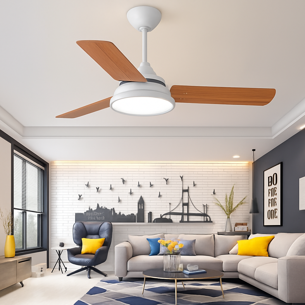 Moderner Deckenventilator mit Fernbedienung und integrierter LED-Beleuchtung