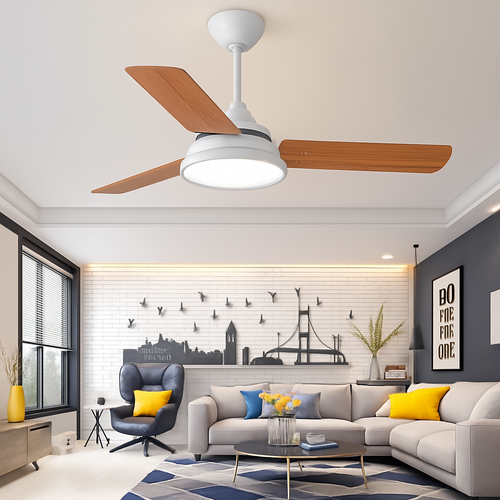 Moderner Deckenventilator mit Fernbedienung und integrierter LED-Beleuchtung - vue 3 sur 6