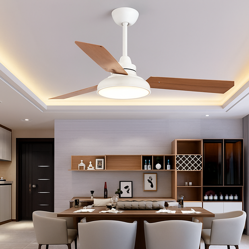 Moderner Deckenventilator mit Fernbedienung und integrierter LED-Beleuchtung - vue 4 sur 6